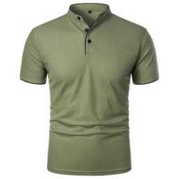 Men's short-sleeved stand-up collar top casual fashion daily solid color short-sleeved stand-up collar T-shirt casual top