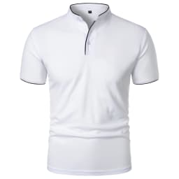 Men's short-sleeved stand-up collar top casual fashion daily solid color short-sleeved stand-up collar T-shirt casual top