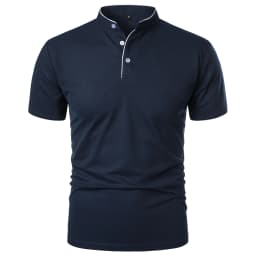 Men's short-sleeved stand-up collar top casual fashion daily solid color short-sleeved stand-up collar T-shirt casual top