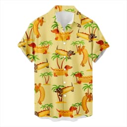 Fashion Cat Dog Hawaiian Shirt Men 3d Printed Animal Pig Graphic Short Sleeve Shirts New Design Summer Beach Lapel Button Blouse