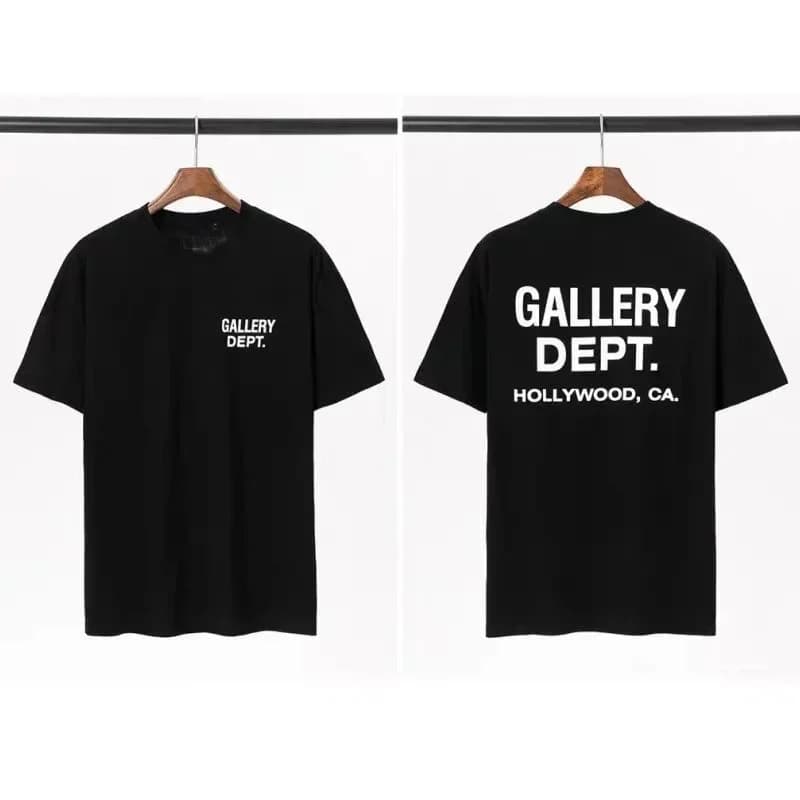 Men's GALLERY DEPT T-shirt with black and yellow print, California Hollywood streetwear T-shirt summer casual short sleeved top