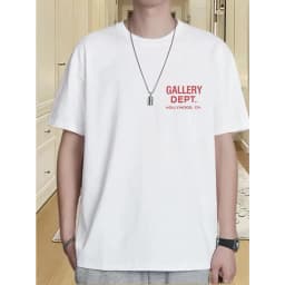 Men's GALLERY DEPT T-shirt with black and yellow print, California Hollywood streetwear T-shirt summer casual short sleeved top