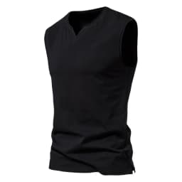 Summer Mens V-neck Tank Tops Athletic Jogging Gym TShirts Loose Vest Cotton Sleeveless T-Shirt Lightweight Basic Sport Tops