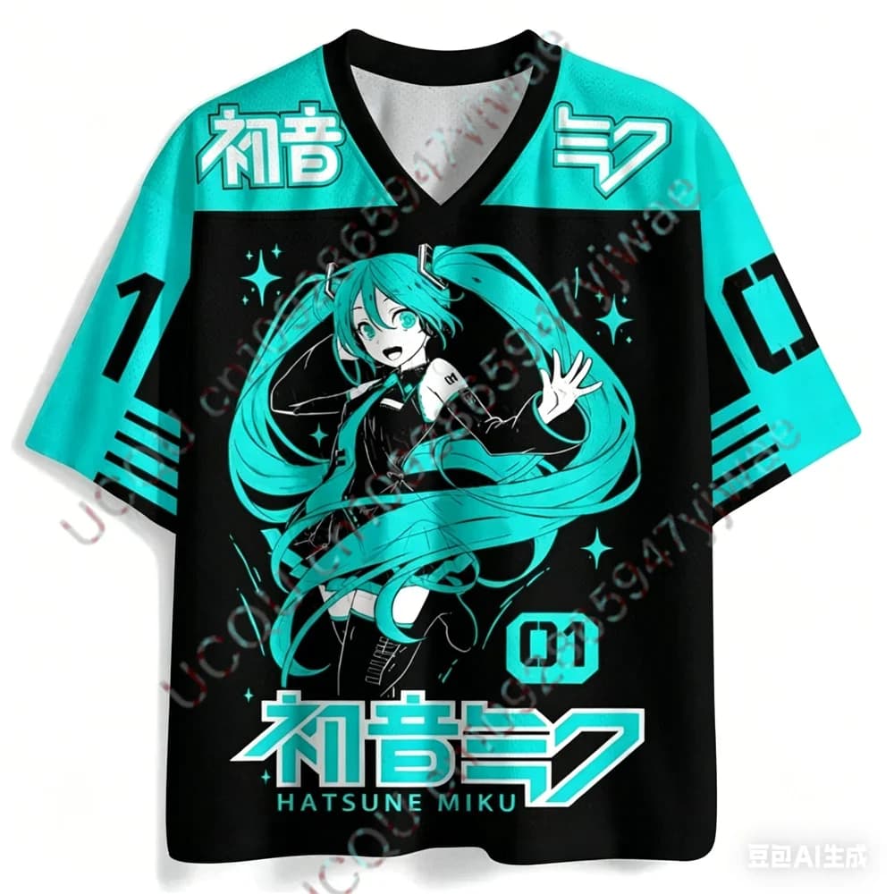 2026 Hatsune Miku Cartoon Girl Graphic Jersey Short Sleeved Fan Gift Tee Cosplay Clothing Summer Men'S And Women'S T-Shirt