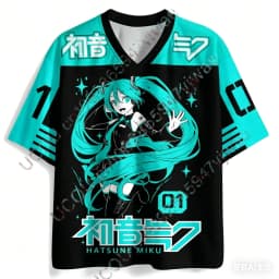 2026 Hatsune Miku Cartoon Girl Graphic Jersey Short Sleeved Fan Gift Tee Cosplay Clothing Summer Men'S And Women'S T-Shirt
