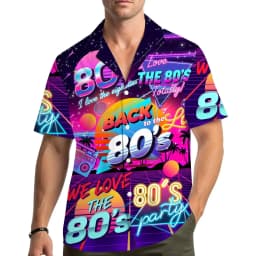 Back To The 90s Hawaiian Shirt Men Women Youth, Retro Neon 80s Cassette Sneaker Aloha Shirt Vintage Party Shirt Button Up