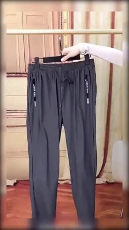 Pants Thin Quick-Dry Flat Men's Summer Nylon Ice Silk Long Feet Stretch Breathable Large Size Casual Baggy Clothes Large Size