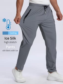 Pants Thin Quick-Dry Flat Men's Summer Nylon Ice Silk Long Feet Stretch Breathable Large Size Casual Baggy Clothes Large Size