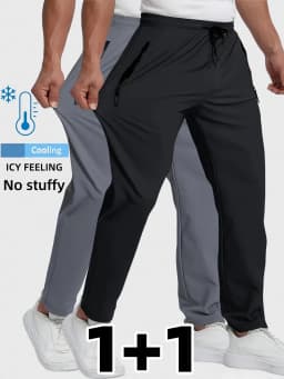 Pants Thin Quick-Dry Flat Men's Summer Nylon Ice Silk Long Feet Stretch Breathable Large Size Casual Baggy Clothes Large Size