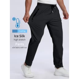 Pants Thin Quick-Dry Flat Men's Summer Nylon Ice Silk Long Feet Stretch Breathable Large Size Casual Baggy Clothes Large Size