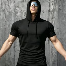 Men Short Sleeve Hooded T-Shirt Breathable Quick Dry Anti-Pilling Drawstring Hood Casual Slim Fit Streetwear Sports Pullover