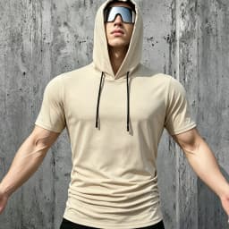 Men Short Sleeve Hooded T-Shirt Breathable Quick Dry Anti-Pilling Drawstring Hood Casual Slim Fit Streetwear Sports Pullover