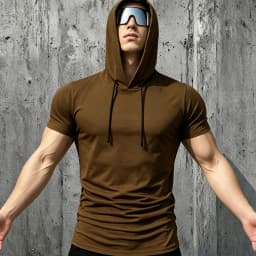 Men Short Sleeve Hooded T-Shirt Breathable Quick Dry Anti-Pilling Drawstring Hood Casual Slim Fit Streetwear Sports Pullover