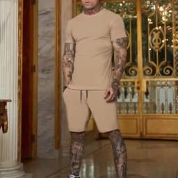 2025 Fashionable and casual summer outdoor sports suit men's breathable T-shirt shorts casual and fashionable two-piece set