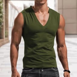 Men's vest V-neck vest solid color casual breathable slim sleeveless T-shirt men's wholesale
