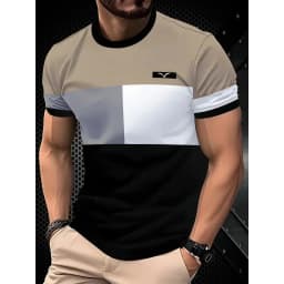 Summer classic men's T-shirt: Outdoor round-neck short-sleeved top with striped print, loose street men's T-shirt with additiona