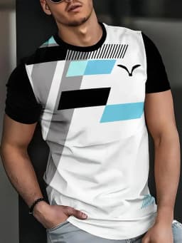 Summer classic men's T-shirt: Outdoor round-neck short-sleeved top with striped print, loose street men's T-shirt with additiona