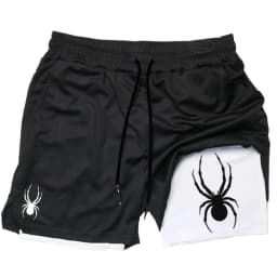 2026 Summer New Spider Men's Sports Shorts 2 in 1 Gym Running Shorts Jogging Casual Sportswear Fitness Double Layer Shorts