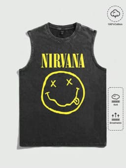 2026 Summer Vintage Washed Rock Print Tank Top Men Women Loose Sleeveless T-Shirt Hip Hop Casual Gym Fitness Couple Vest