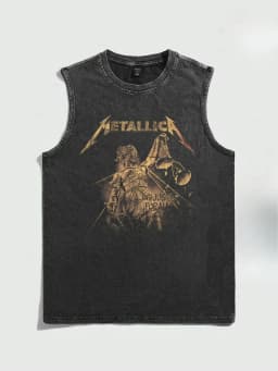 2026 Summer Vintage Washed Rock Print Tank Top Men Women Loose Sleeveless T-Shirt Hip Hop Casual Gym Fitness Couple Vest