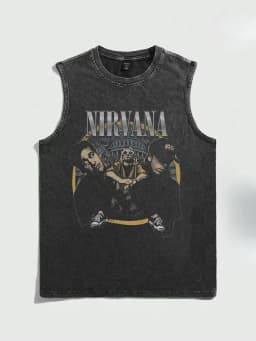 2026 Summer Vintage Washed Rock Print Tank Top Men Women Loose Sleeveless T-Shirt Hip Hop Casual Gym Fitness Couple Vest