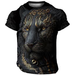 Men's summer street versatile T-shirt 3D printed retro lion new loose quick drying casual breathable short sleeved top