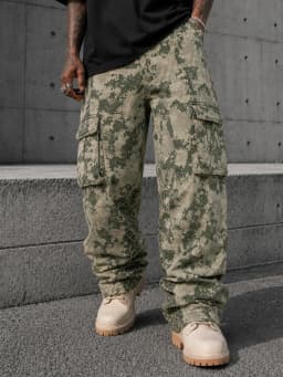 Men's Print Flare Casual Camouflage Print Cargo Sweatpants, Going Out Long Street Wear Pants, Men's Casual Camouflage Print Carg
