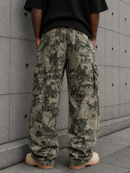 Men's Print Flare Casual Camouflage Print Cargo Sweatpants, Going Out Long Street Wear Pants, Men's Casual Camouflage Print Carg