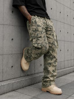 Men's Print Flare Casual Camouflage Print Cargo Sweatpants, Going Out Long Street Wear Pants, Men's Casual Camouflage Print Carg