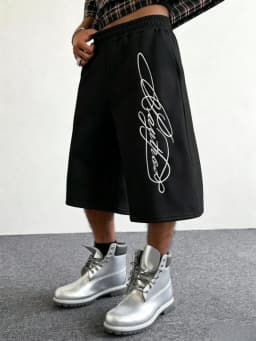 Men's Street Style Sports Shorts with British Signature Print Suitable for Outdoor Music Festivals Casual Outings on The Streets