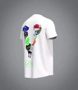 Sticker Design High Street Graffiti Splicing Style Trendy Brand T-Shirt Cotton Graphic Tee Men Women Summer Streetwear