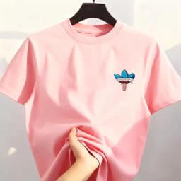 Best-selling Korean Street Pure Cotton Cartoon Printed Round Co Mfortable and Loose Men's and Women's T-shirts Tops