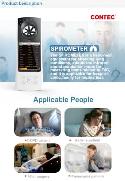 CONTEC Digital Bluetooth Spirometer SP80B Lung Breathing Diagnostic Vitalograph Spirometry + PC Software