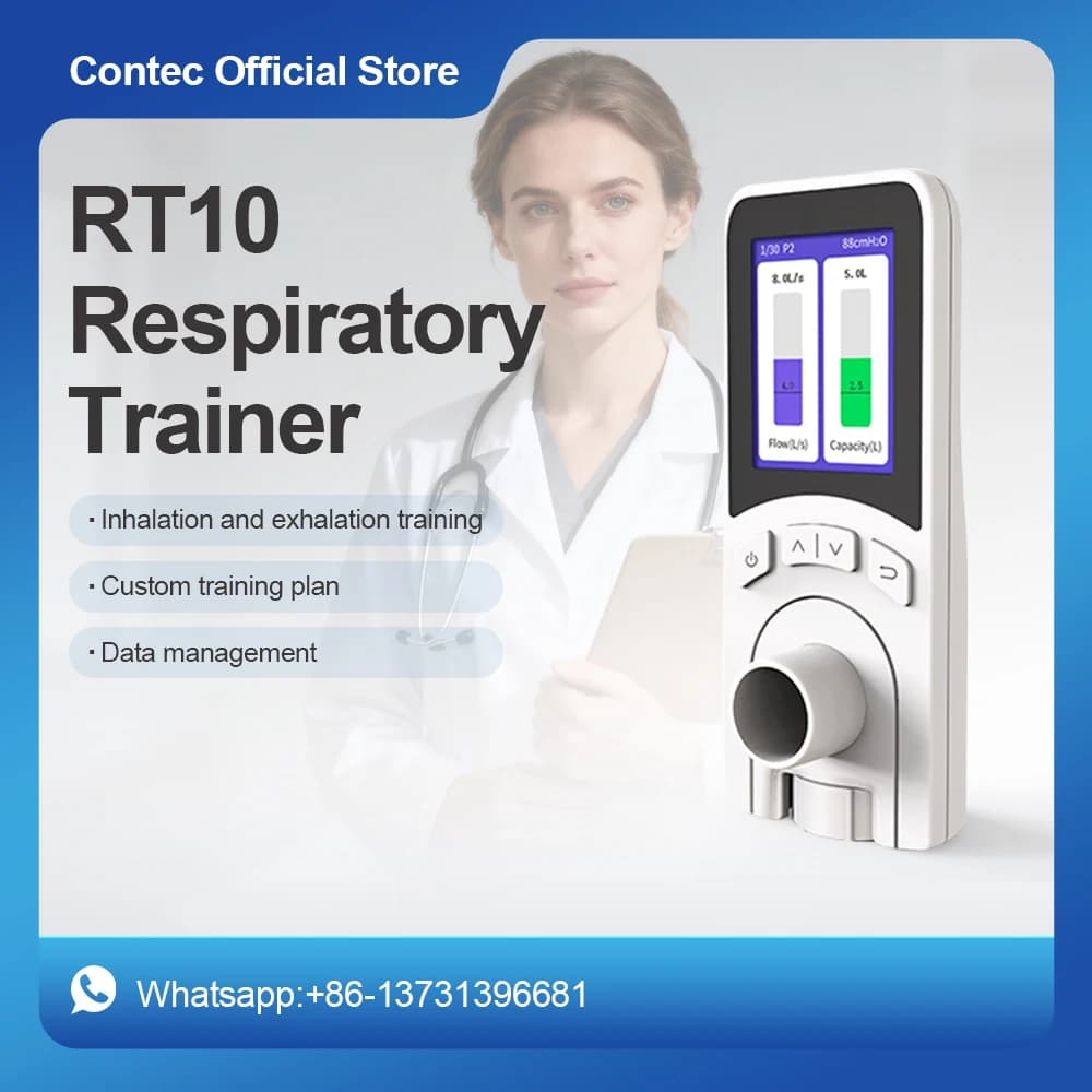 Contec Respiratory Trainer RT10 For train respiratory muscles improve respiratory system PC Software, Used for family, hospital