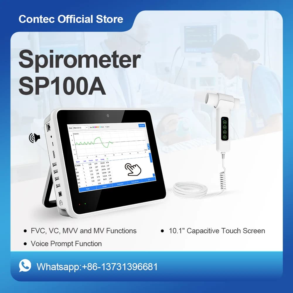 CONTEC SP100A Spirometer Portable Lung Function Testing Medical Device Pulmonary Function Multi-parameter FVC, VC, MVV MV