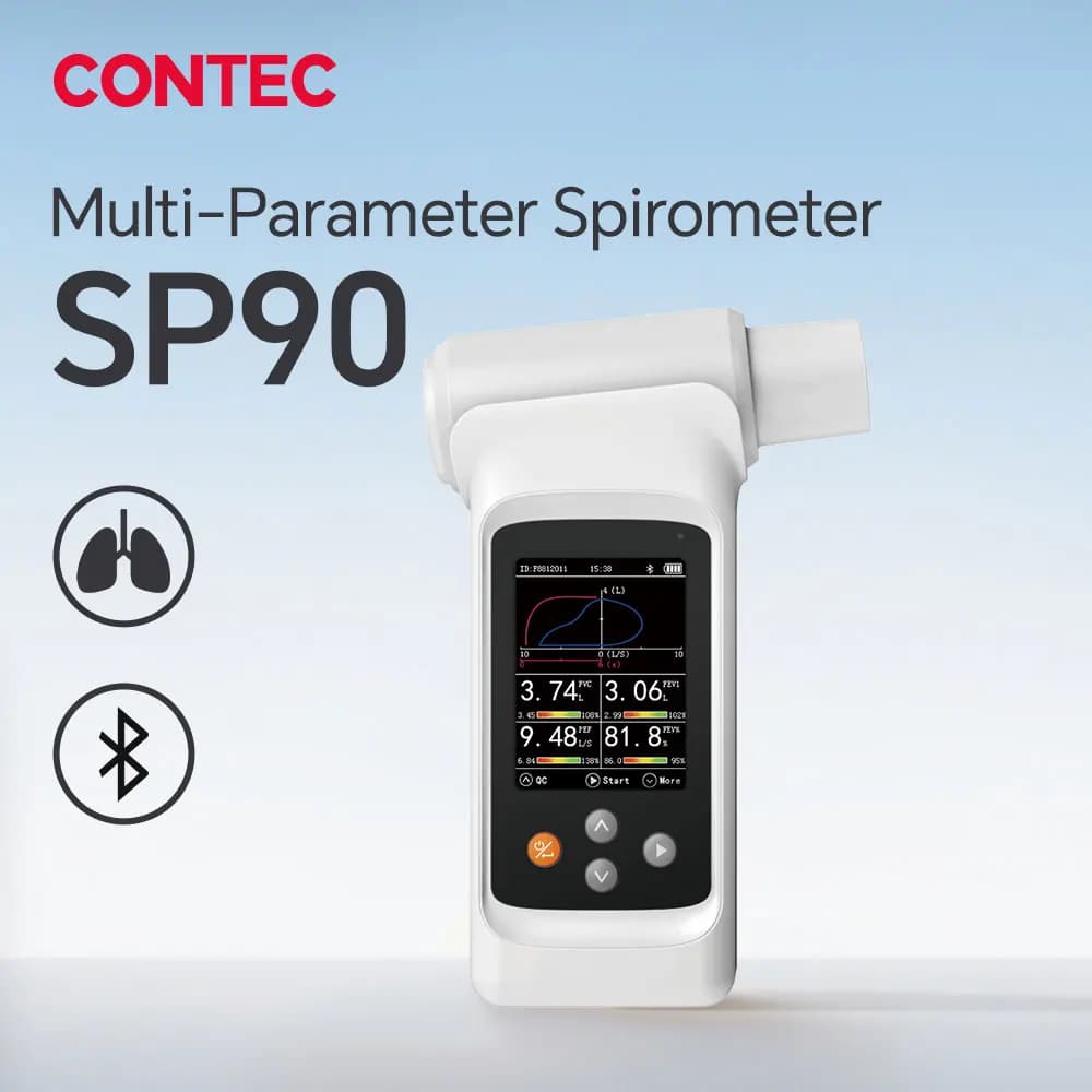 Contec Spirometer SP90 Digital Bluetooth Pulmonary Function Tester Respiratory Status FVC MVV MV Multiparameter Espirometer