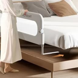IMBABY 80CM Bed Guardrail Adjustable Baby Safety Bed Barrier One Click Folding Bed Rail Guard for Kids Baby Sleeping Safety