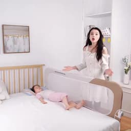 IMBABY 80CM Bed Guardrail Adjustable Baby Safety Bed Barrier One Click Folding Bed Rail Guard for Kids Baby Sleeping Safety