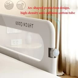 IMBABY 80CM Bed Guardrail Adjustable Baby Safety Bed Barrier One Click Folding Bed Rail Guard for Kids Baby Sleeping Safety
