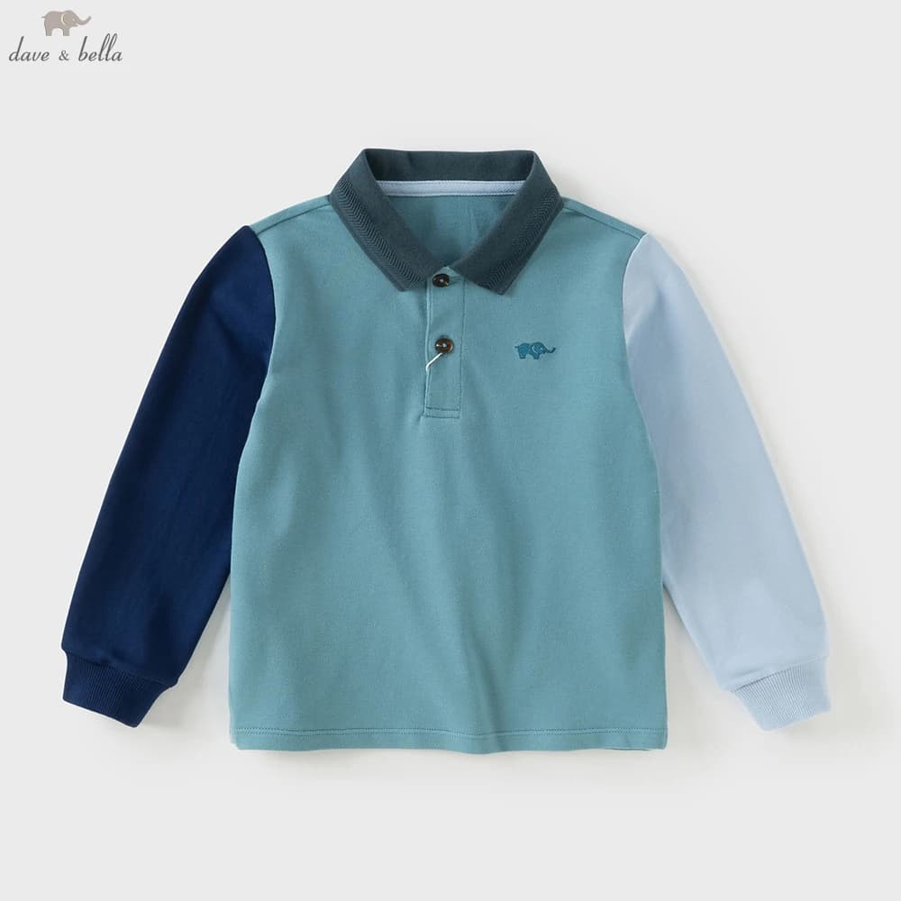 Dave Bella Boys' Spring Autumn Polo T-shirt Casual Long Sleeve Cotton T-shirt Kids Boy Outdoor Polo Shirt Top DB3254312