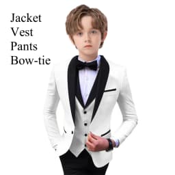 Slim Fit Boy's Suit Set 3 Pieces Tuxedo For Formal Occasion Blazer Vest And Pants Kids Outfit For Wedding Prom School Activities