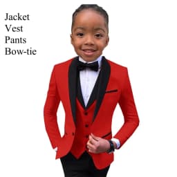 Slim Fit Boy's Suit Set 3 Pieces Tuxedo For Formal Occasion Blazer Vest And Pants Kids Outfit For Wedding Prom School Activities