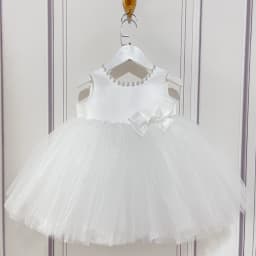 Charming Pink Bow Ball Gown Kids Wedding Party Clothes Puffy Tulle Pearls Flower Girls Dresses For Wedding Customized