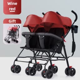 Twin Baby Stroller Lightweight Double Folding Stroller Foldable, Five-point Safety Belt, Safe and Stable