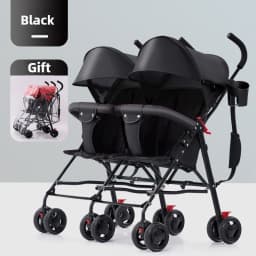 Twin Baby Stroller Lightweight Double Folding Stroller Foldable, Five-point Safety Belt, Safe and Stable