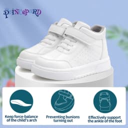 Princepard Kid Sneakers Orthopedic Boys Girls' Shoes High Back Ankle Support Children School Sporty White Casual Shoes