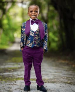 Jacquard Boys Suit 3 Piece Set Wedding Kids Blazer Custom Boys Tuxedo 2-16T Classic Outfit Slim Fit Clothes