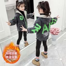 3-14 Years Teen Girls Coat Winter Plus Velvet Warm Windbreaker Jacket For Girls Parka Two Sides Wear Hooded Reversible Outerwear