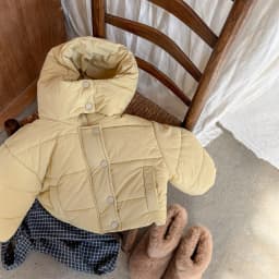 2025 Winter New Children Solid Down Jacket Boys Girls Long Sleeve Cotton Padded Jacket Kids Baby Thick Warm Hooded Coat