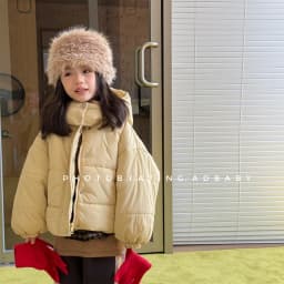 2025 Winter New Children Solid Down Jacket Boys Girls Long Sleeve Cotton Padded Jacket Kids Baby Thick Warm Hooded Coat